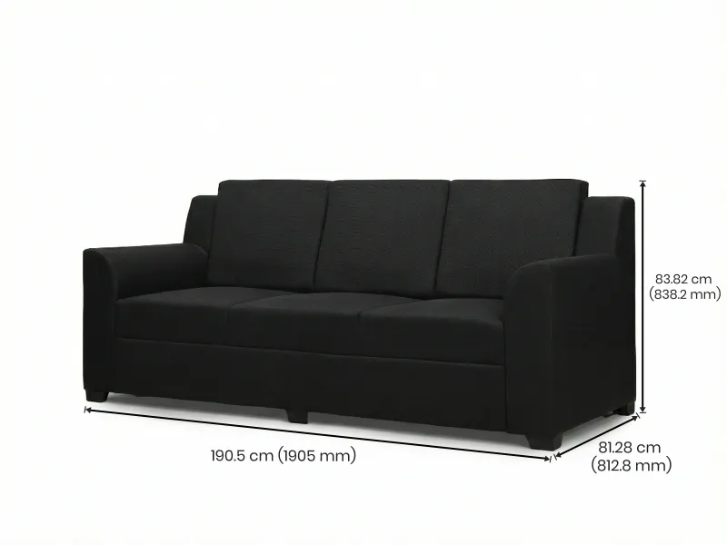 Erica Upholstered 3 Seater Sofa in Charcoal Color